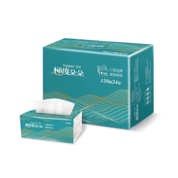 Super Do極度朵朵 四層超厚柔抽取式花紋家用紙120抽72包/箱
