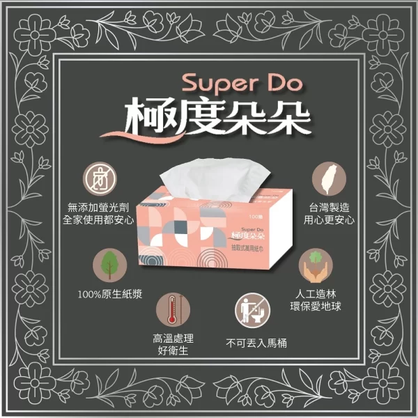 Super Do極度朵朵 抽取式萬用紙巾100抽96包/箱：圖片 2